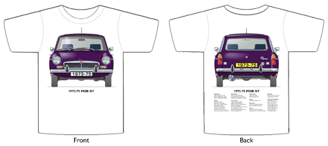 MGB GT 1973-75 T-shirt Front & Back